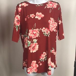 Fig & Blu Ribbed Floral Knit